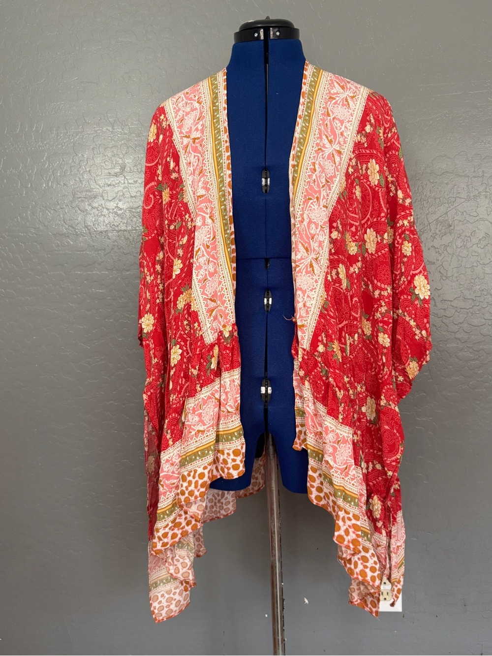 Umgee Pink Floral Boho Open-Front Kimono